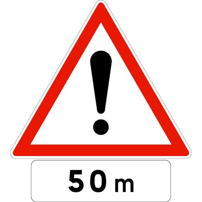 Panneau routier A14 500 mm + M1 500 X 150 mm - Classe 1