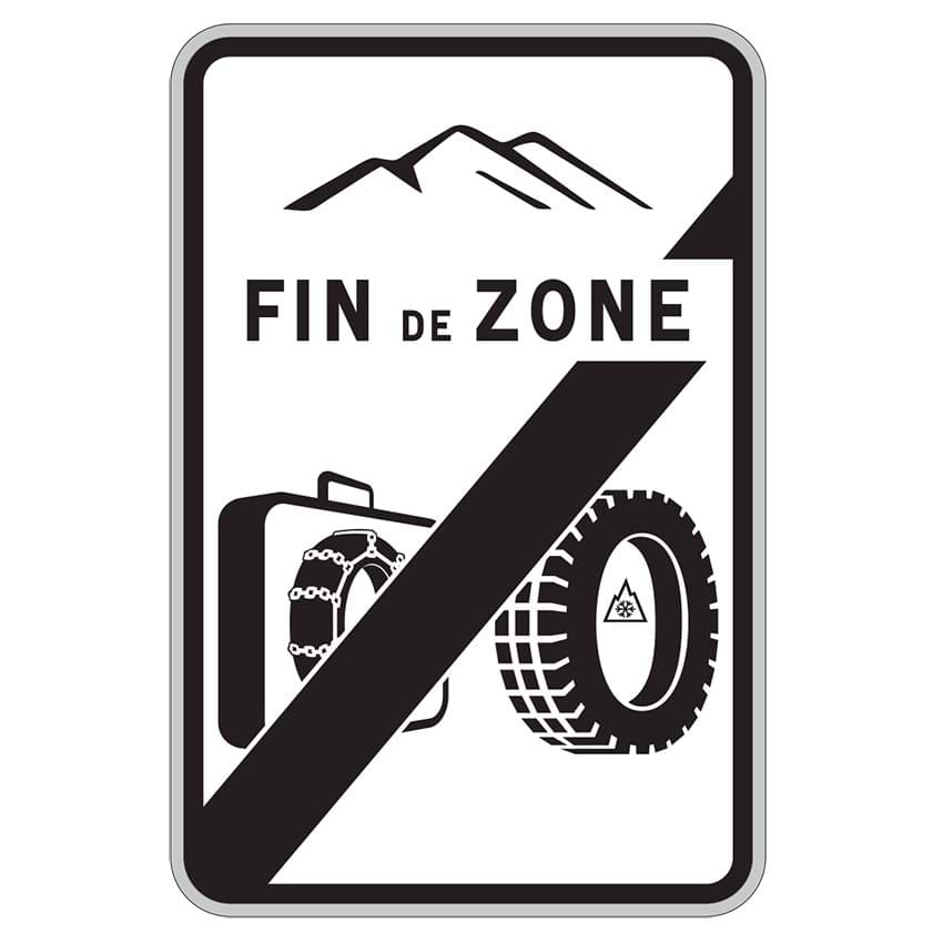 Panneau routier B58 - Sortie zone obligation équipement hiver - 600 X 900 mm - Classe 2