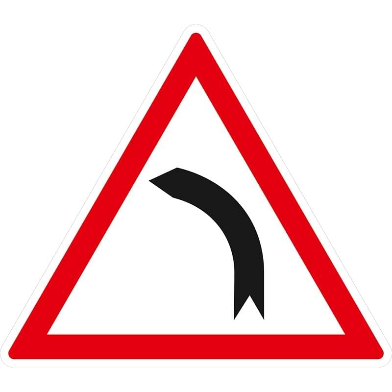 Panneau routier A1b - Virage à gauche - 700 mm - Classe 1