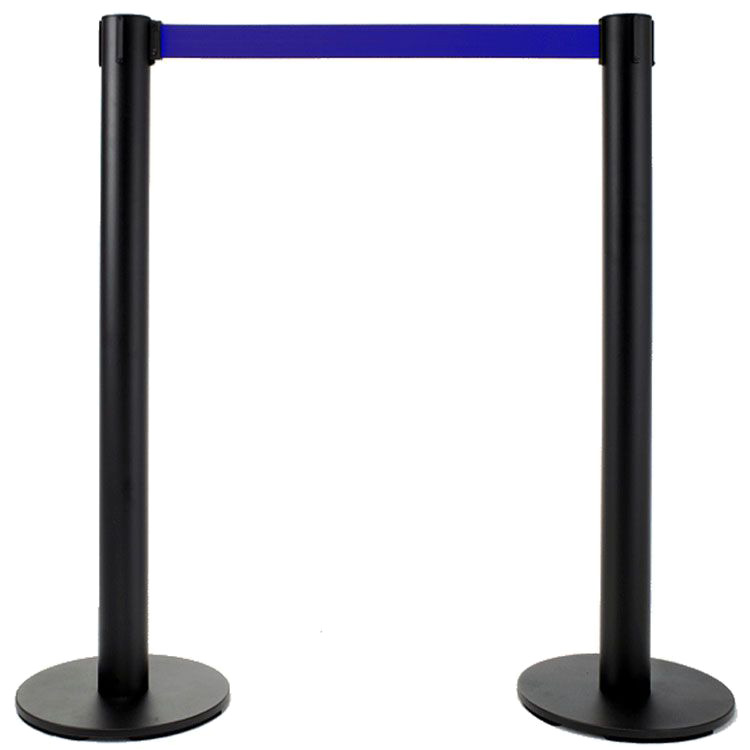 Poteau à sangle Eco-Line 2 m - Poteau noir / Sangle bleue