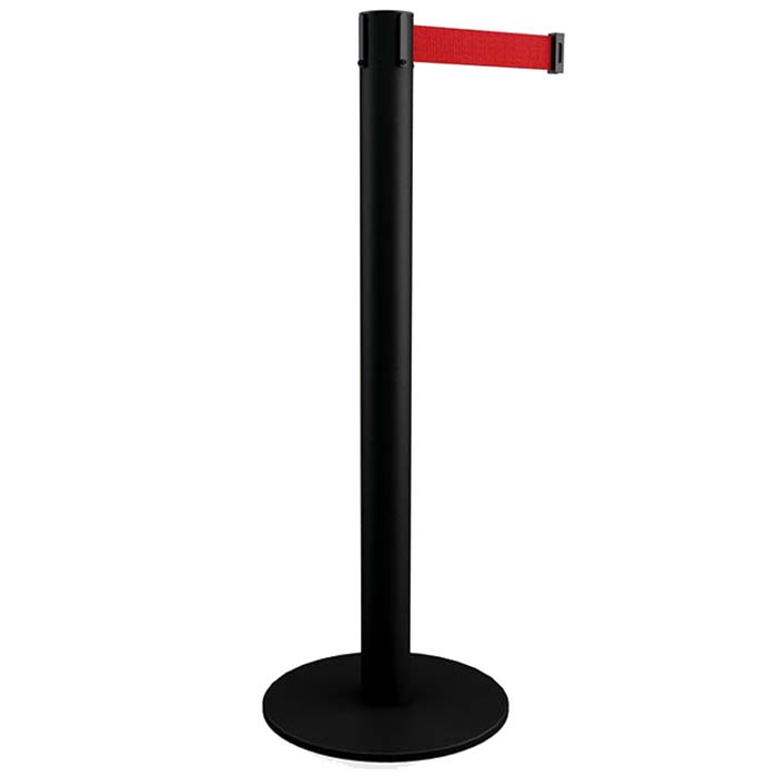 Poteau à sangle Eco-Line 2 m - Poteau noir / Sangle rouge