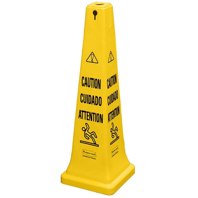 Cône avertissement - Danger sol mouillé - Jaune