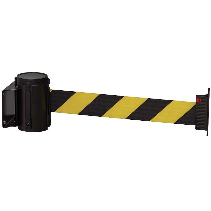 Enrouleur mural sangle 3 m - Sangle rayée noire/jaune