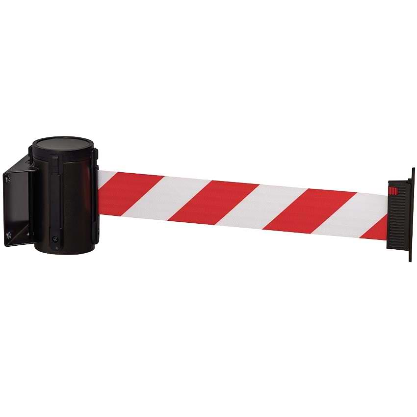Enrouleur mural sangle 3 m - Sangle rayée rouge/blanc