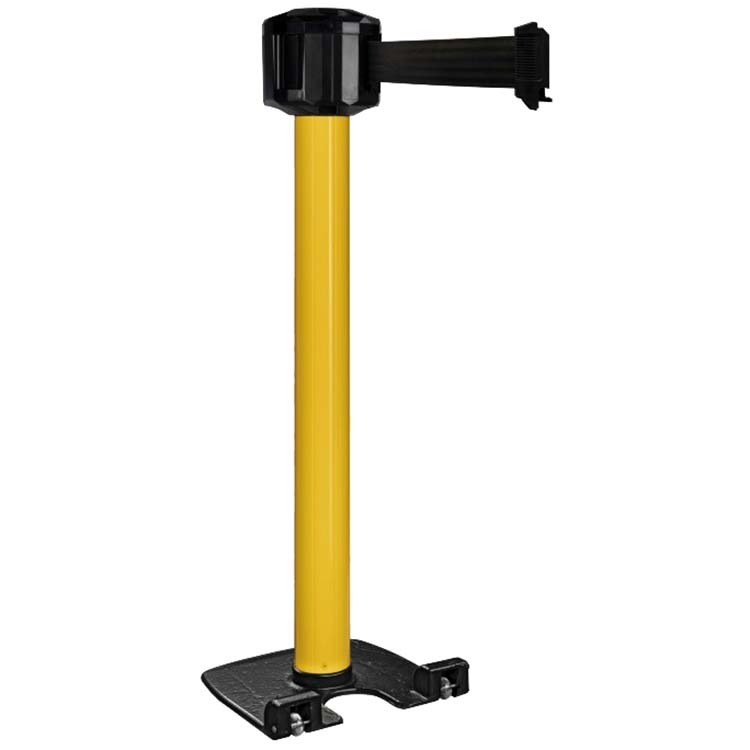 Poteau à sangle 10 m base lourde à roulettes  - Poteau jaune