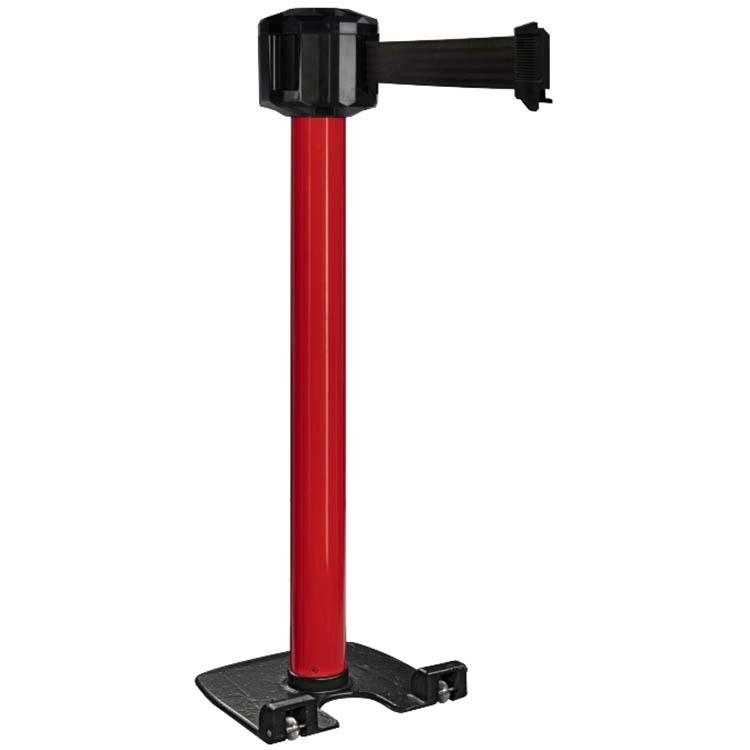 Poteau à sangle 10 m base lourde à roulettes  - Poteau rouge