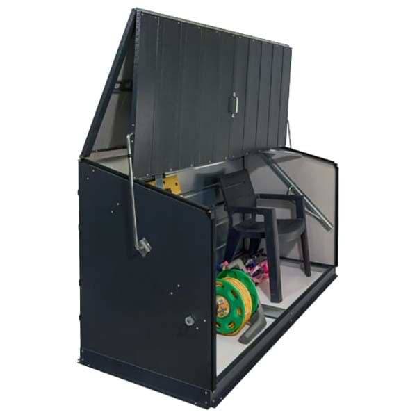 Coffre rangement extérieur - H. 113 X L. 196 X P. 89 cm - Gris anthracite