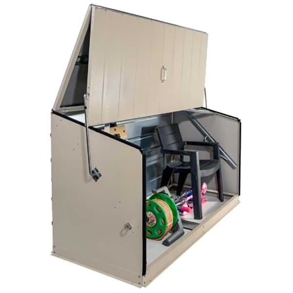 Coffre rangement extérieur - H. 113 X L. 196 X P. 89 cm - Blanc crème