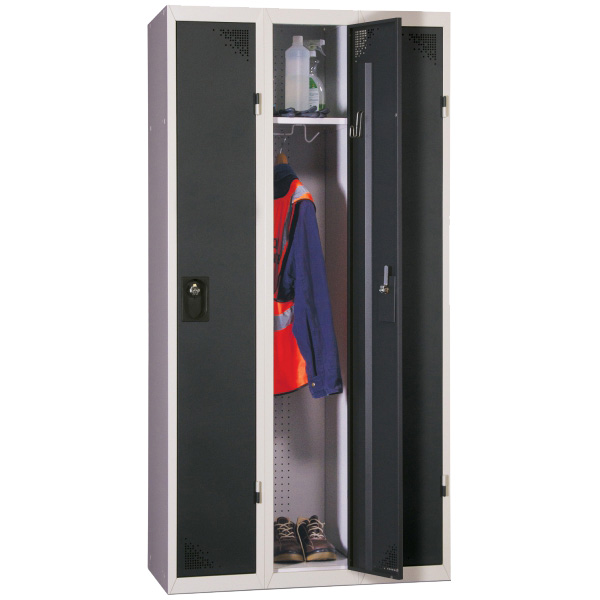 Vestiaire type Industrie propre 3 cases - Portes Gris anthracite RAL 7016