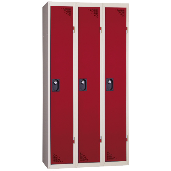 Vestiaire type Industrie propre 3 cases - Portes Rouge RAL 3003