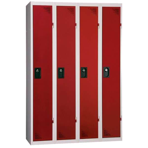 Vestiaire type Industrie propre 4 cases - Portes Rouge RAL 3003