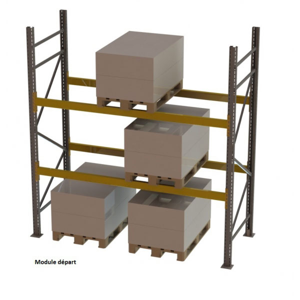 Rack à palettes - H. 4500 X L. 2700 X P. 1100 mm - Elément départ