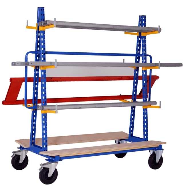 Chariot ratelier à bras sur colonne - double face