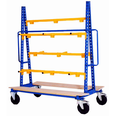 Chariot ratelier à bras sur longerons - double face