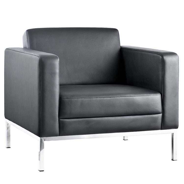 Fauteuil cuir Alan 1 place - Noir