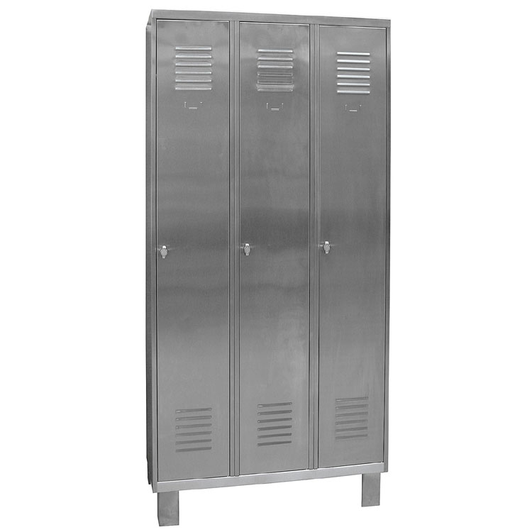 Vestiaire inox pieds soudés IP - 3 cases