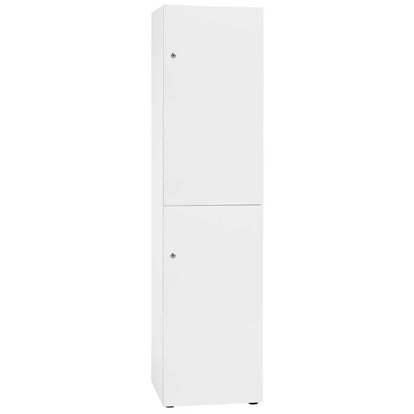 Casier vestiaire Wood - Colonne de 2 cases - Portes blanches