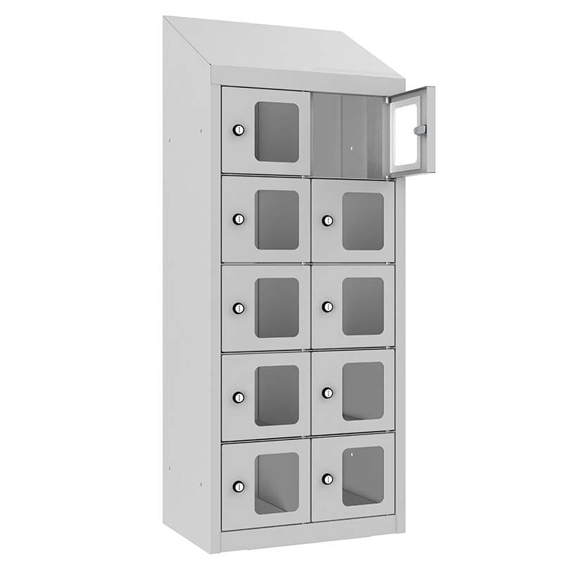Armoire multi-casiers murale - Portes plexi transparentes - 2 X 5 cases (10 casiers)