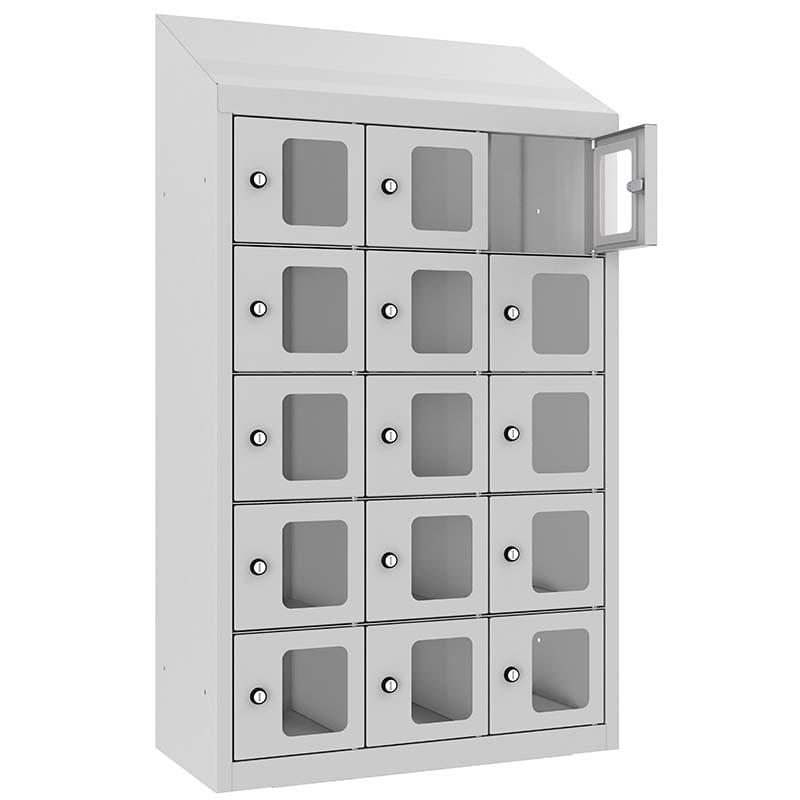 Armoire multi-casiers murale - Portes plexi transparentes - 3 X 5 cases (15 casiers)