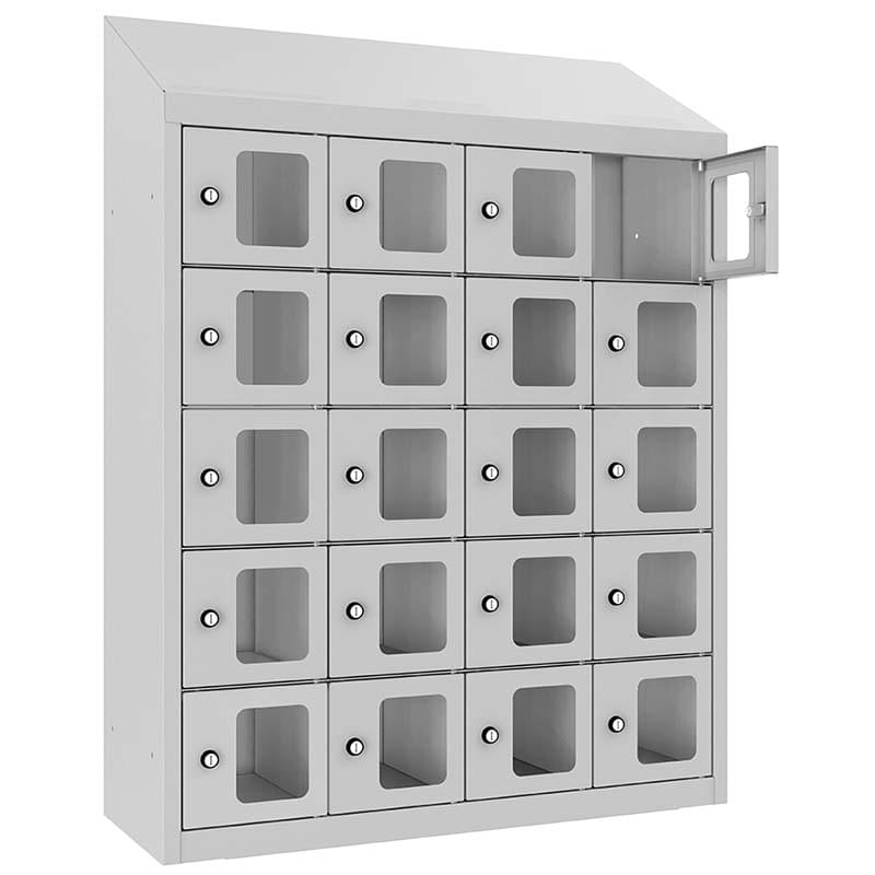 Armoire multi-casiers murale - Portes plexi transparentes - 4 X 5 cases (20 casiers)