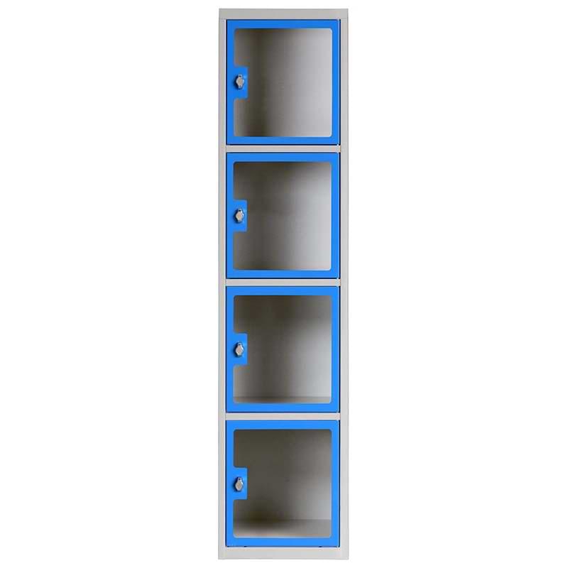 Armoire casiers portes plexi transparentes - 1 colonne X 4 cases 400 mm