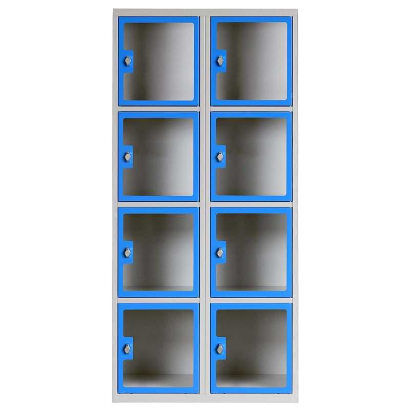 Armoire casiers portes plexi transparentes - 2 colonnes X 4 cases 400 mm
