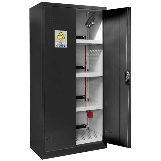 Armoire stockage batteries lithium éco - H. 1950 X L. 930 X P. 500 mm - Noir RAL 7021