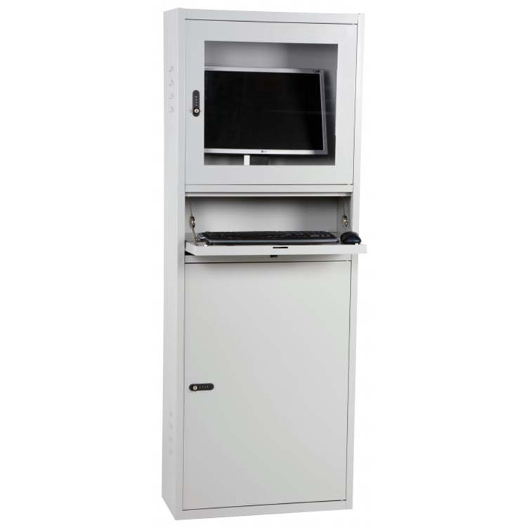 Armoire informatique - H. 1730 X L. 640 X P. 280 mm - Gris RAL 7035