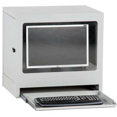 Mini-armoire informatique à poser - H. 595 X L. 640 X P. 450 mm - Gris RAL 7035