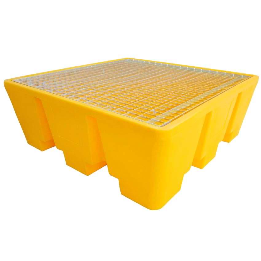 Bac rétention jaune PEHD 4 fûts - 475L