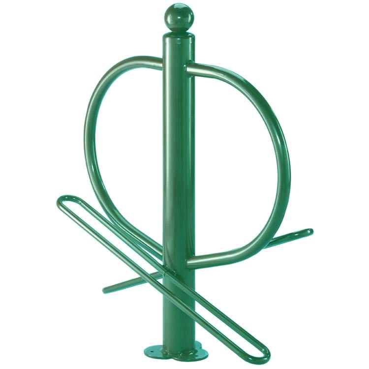 Potelet accroche 2 vélos - Sur platine - Vert RAL 6005