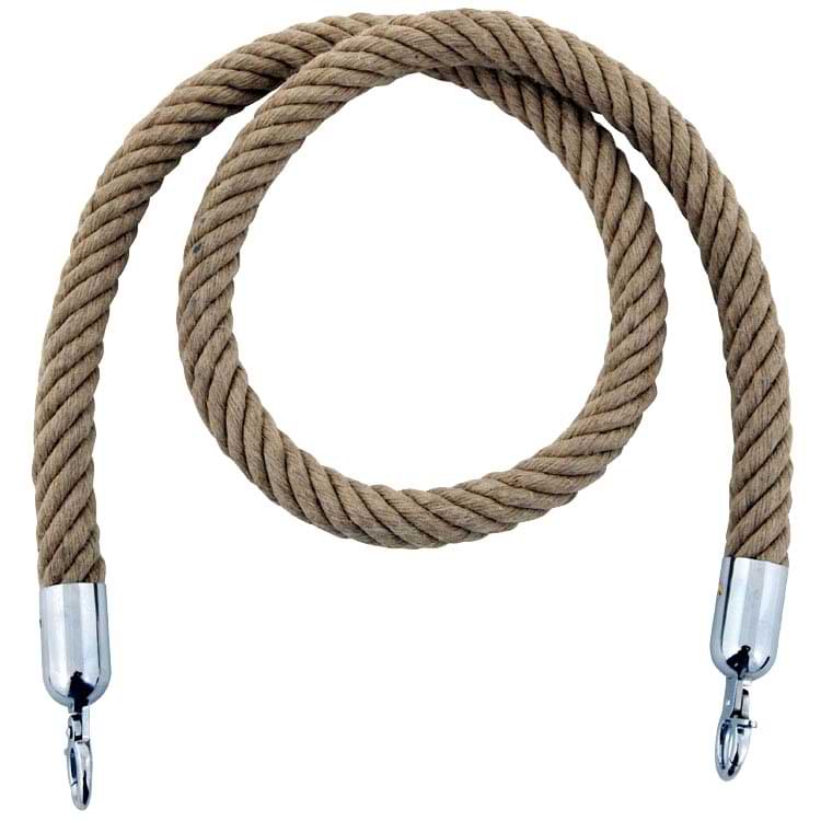 Cordon chanvre naturel mousquetons chromés - D. 3 X L. 150 cm