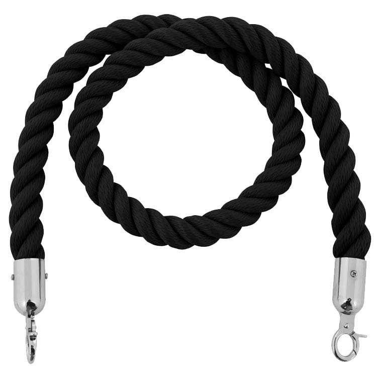 Cordon noir mousquetons chromés - D. 3 X L. 150 cm