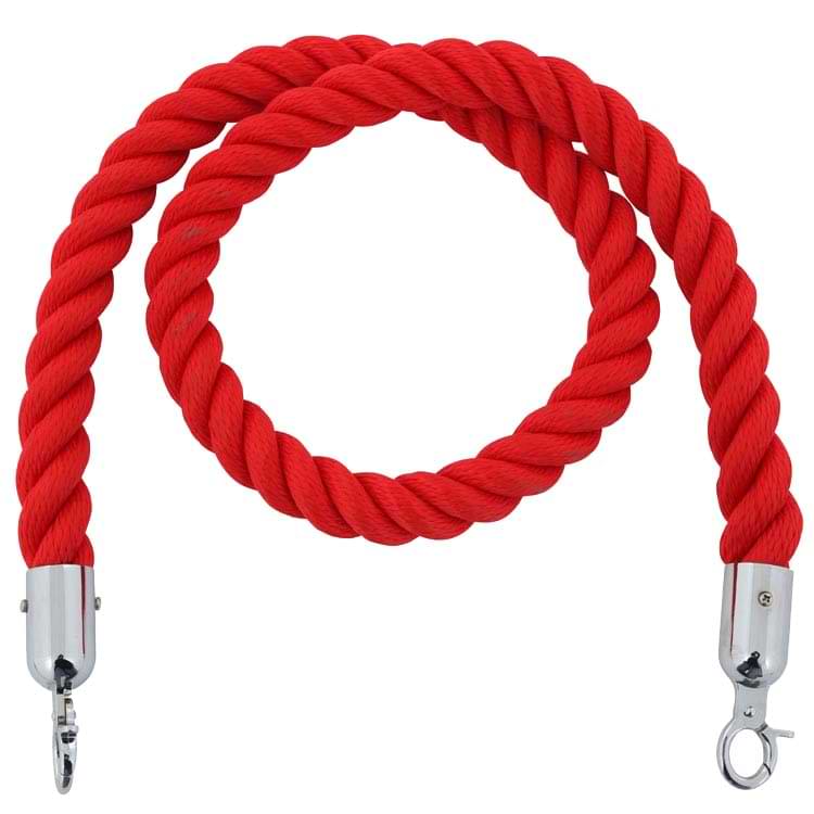 Cordon rouge mousquetons chromés - D. 3 X L. 150 cm