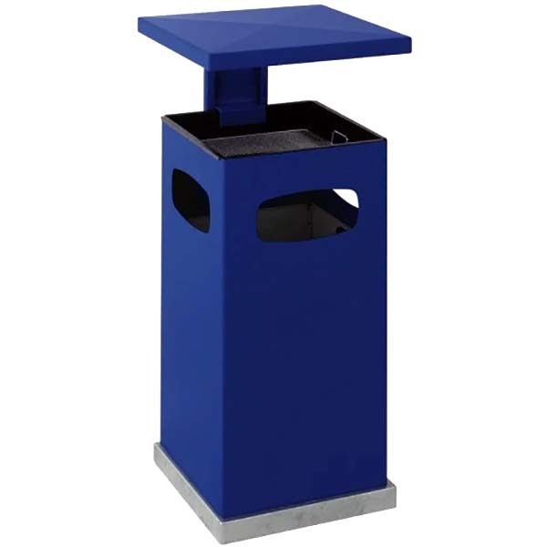Poubelle-cendrier acier 70L - Bleu