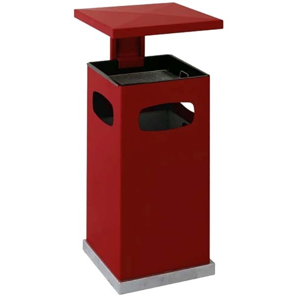 Poubelle-cendrier acier 70L - Rouge