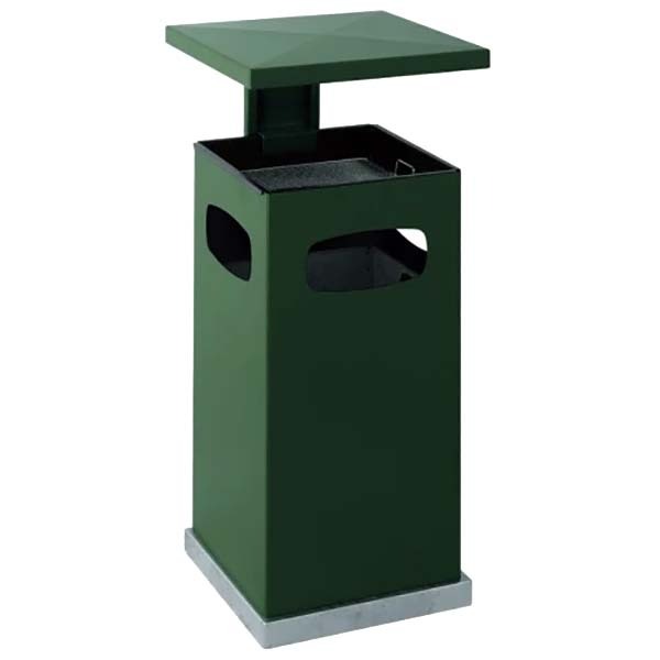 Poubelle-cendrier acier 70L - Vert