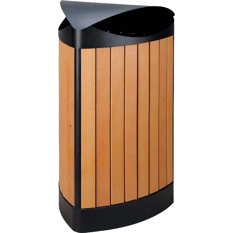 Corbeille triangulaire lattes aspect bois - 60L