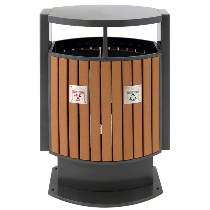 Corbeille tri-sélectif aspect bois 2 X 39L