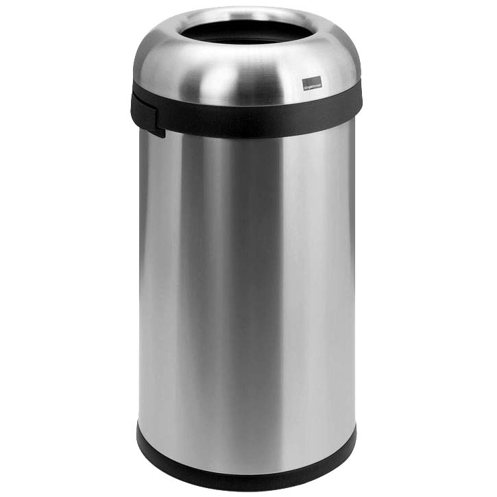 Poubelle tête ouverte inox Simple Human 60L