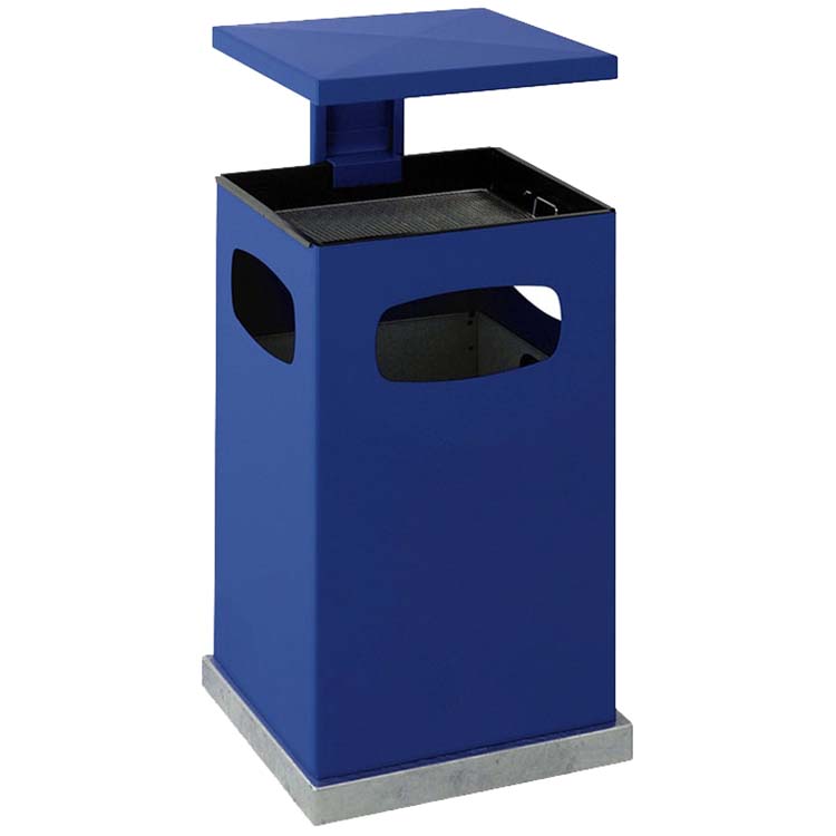 Poubelle-cendrier acier 80L - Bleu