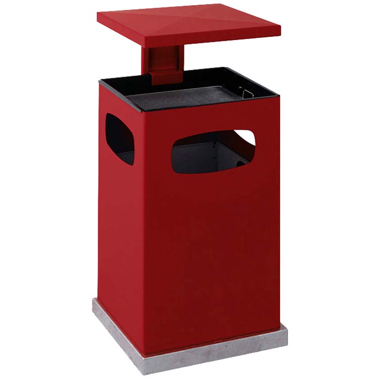 Poubelle-cendrier acier 80L - Rouge