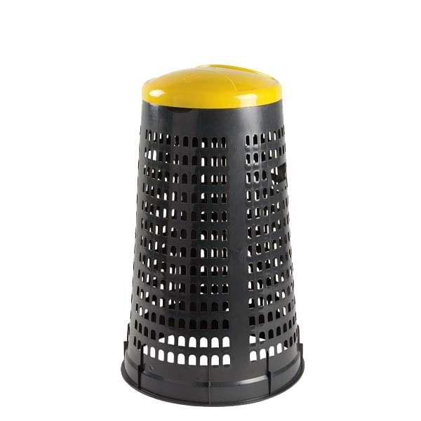 Poubelle extérieure plastique perforé 110L - Gris / Jaune
