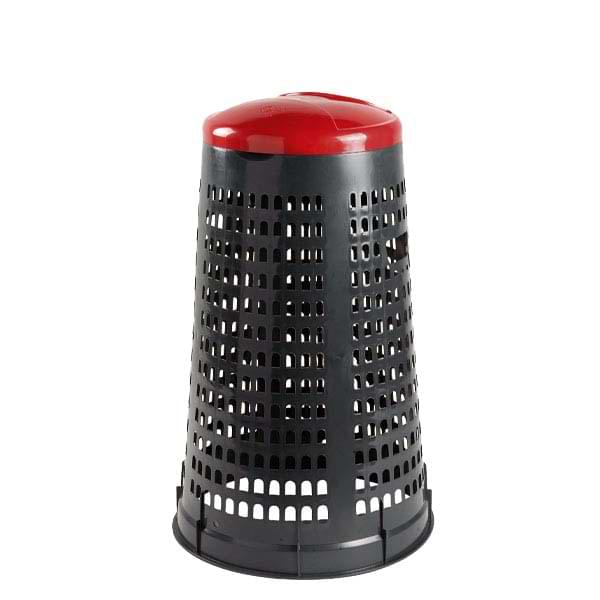 Poubelle extérieure plastique perforé 110L - Gris / Rouge