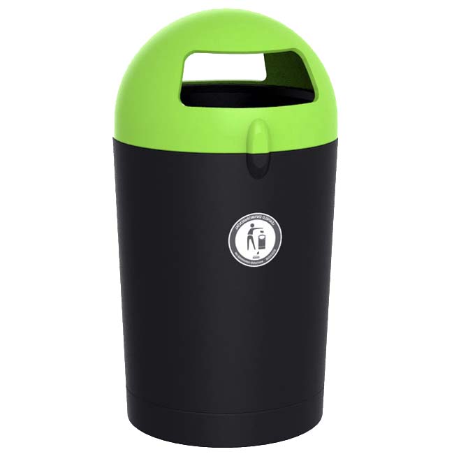 Poubelle MDPE Dome 100L - Noir / Vert