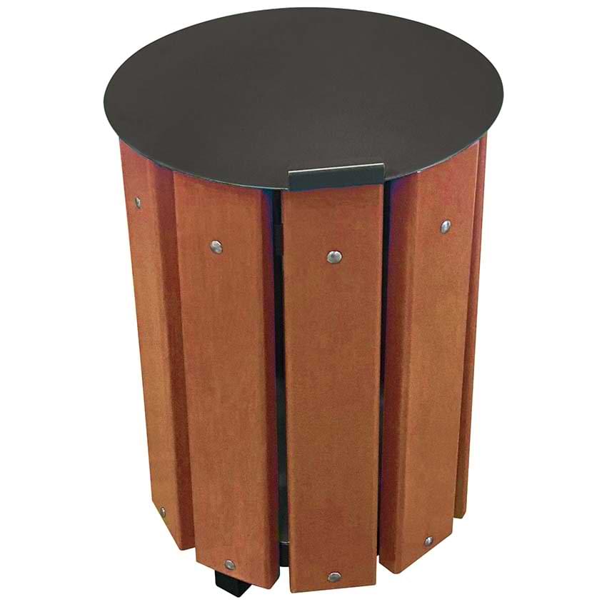 Corbeille Sète 48L - Lames bois exotique avec couvercle