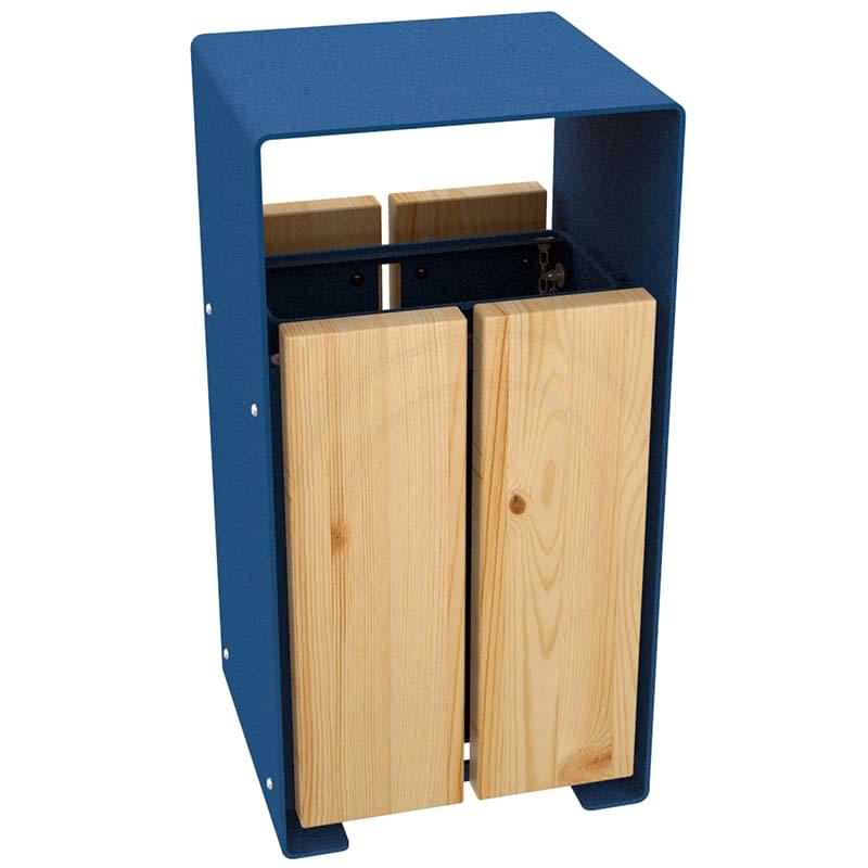 Corbeille acier et bois autoclave Rouillac 60L - Bleu