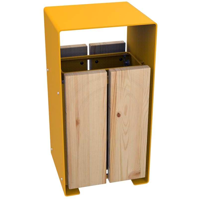 Corbeille acier et bois autoclave Rouillac 60L - Jaune