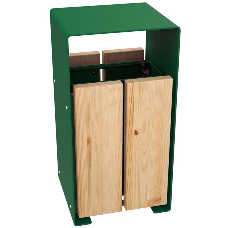 Corbeille acier et bois autoclave Rouillac 60L - Vert