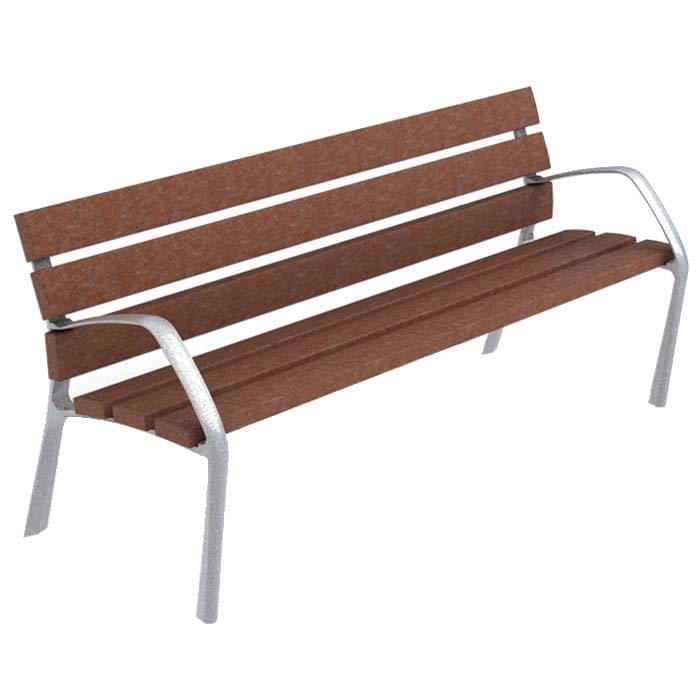 Banc public Le Puy 6 lames plastique recyclé - L. 180 cm